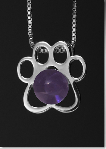 Purple Paw Silver Cremation Pendant